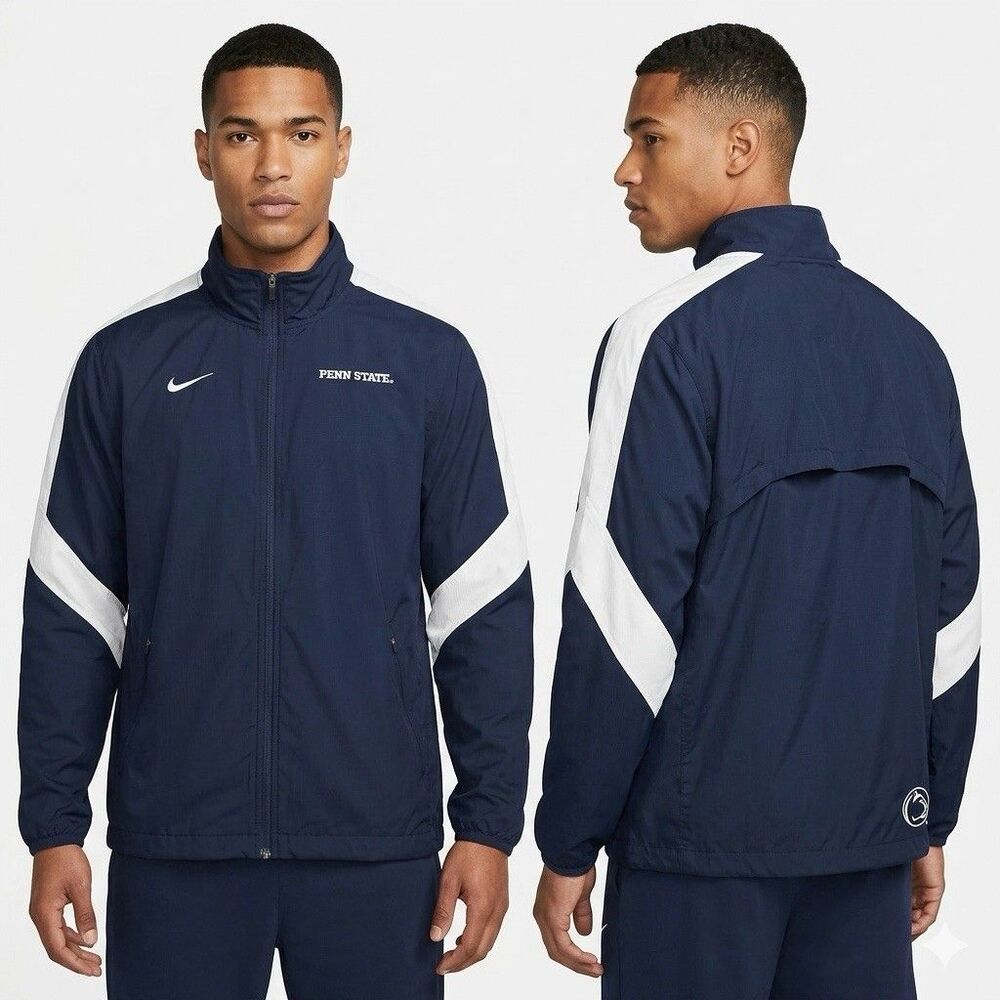 NIKE Penn State Nittany Lions Storm-Fit Full Zip Track Jacket Blue/White Men's M